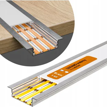 LED osvětlení Hliníkový LED profil pro pásky, široký, zapuštěný, eloxovaný, pro 3 pásky, 1M