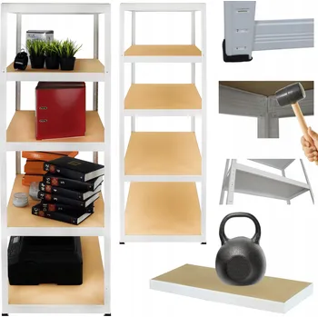 Dílenský regál Kovový regál skladový stojan HELIOS 180x60x60 cm 5 polic x 175 kg ODOLNÝ BÍLÝ