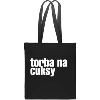 Nákupní taška Černá BAVLNĚNÁ TAŠKA s potiskem HALLOWEENU na CUKSY BONBÓNY a sladkosti TT_009