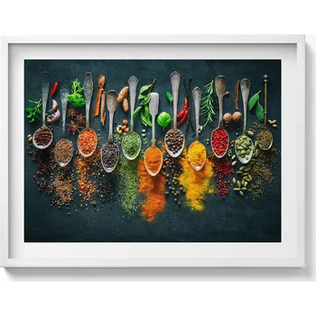 Obraz Obraz v rámu na zeď Lžíce s barevným kořením 80x60 cm