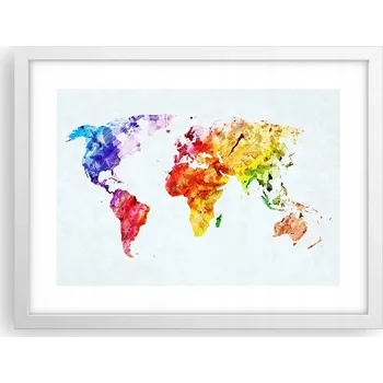Obraz Obraz plakát v bílém rámu do obýváku 40x30 mapa světa foto na zeď