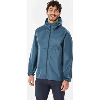 Pánská vesta QUECHUA Pánská turistická bunda větruodolná nepromokavá Raincut Full Zip 2XL MODRÁ|ŠEDÁ