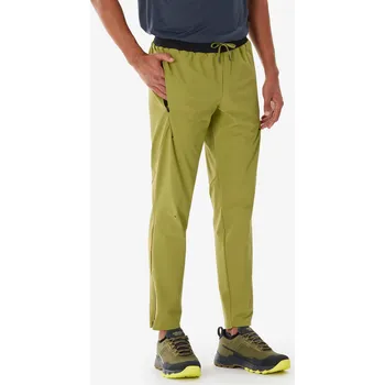 Pánské kalhoty QUECHUA Pánské turistické kalhoty MH 500 Light S BEZBARVÁ|ZELENÁ