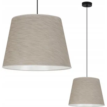 ZÁVĚSNÉ STROPNÍ SVÍTIDLO LUSTR BÉŽOVÉ STÍNIDLO Z LNĚNÉ LÁTKY KUŽEL 38 CM