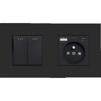 vypínač SCHODIŠŤOVÝ VYPÍNAČ SVĚTLA DVOJITÝ 2 TLAČÍTKOVÝ + ZÁSUVKA USB A+C QC