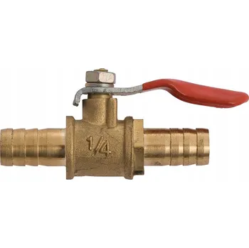 Ventil Kulový kohout mosazný, s přípojkou na hadici 10mm, pro napáječky králíků a hlodavců, 57x17mm