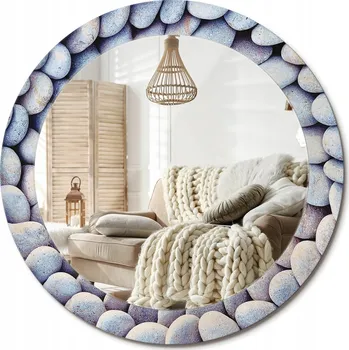 Zrcadlo Dekorativní závěsné Zrcadlo s potiskem mořských kamínků v kruhu. Průměr 70 cm.