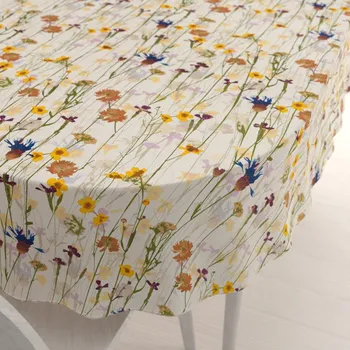 ubrus Bavlněný oválný ubrus Sandra SA-571 Luční kvítí na krémovém 80x120 cm