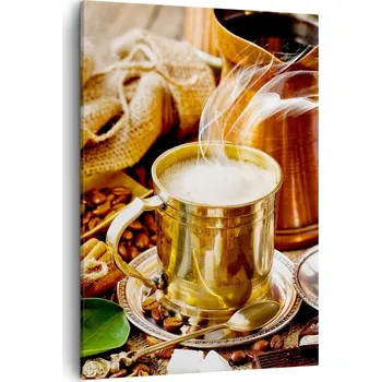 Obraz Obraz na plátně do obývacího pokoje ložnice 50x70 káva foto obrazy na zeď canvas