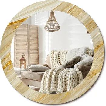 Zrcadlo Nástěnné zrcadlo s ozdobnou grafikou na skle, Abstraktní vzor, Průměr 70 cm