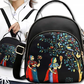 Kabelka Malý dámský batoh 2v1 kabelka batůžek městský na rameno černý