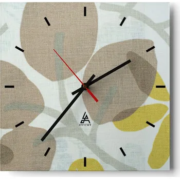 Hodiny Velké nástěnné hodiny 40x40 Boho Skleněné hodiny Čtvercové Tiché