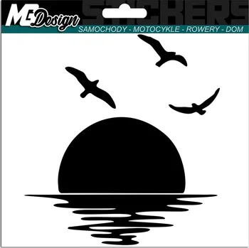 Samolepicí dekorace na vozidlo SAMOLEPKA na auto ZÁPAD SLUNCE a RACEK 14x15 cm