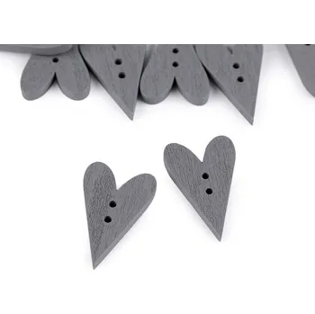 Knoflík Dřevěný dekorační knoflík srdce Varianta: 3 šedá holubí, Balení: 50 ks