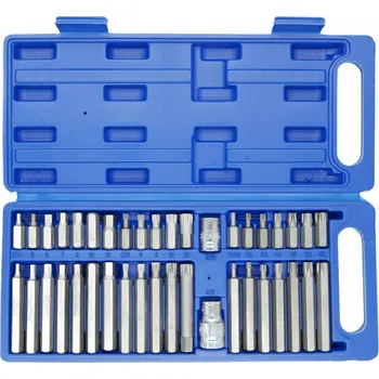 Bit SADA BITŮ, KLÍČŮ IMBUS, SPLINE, TORX 40 ks, KUFR + ADAPTÉRY 1/2", 3/8"