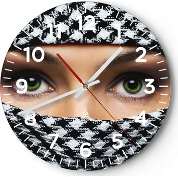 Hodiny Kuchyňské nástěnné hodiny 30x30 Žena Moderní skleněné hodiny do obýváku Tiché