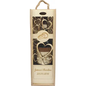 Dárková krabička Dřevěná hnědá krabička na víno s gravírováním