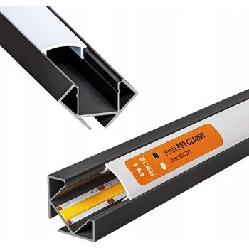 LED osvětlení Hliníkový LED profil rohový úhlový černý mléčný kryt 1 m pro LED pásek