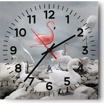 Hodiny Nástěnné hodiny do obýváku 40x40 Plameňák Bezhlučné hodiny na skle Tiché