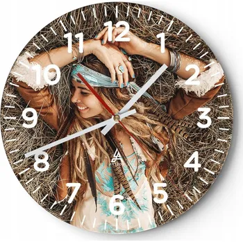Hodiny Velké nástěnné hodiny 40x40 Boho Skleněné hodiny Kulatý Tiché