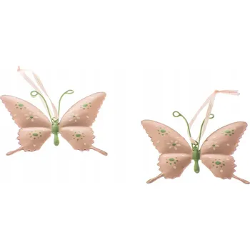 Obraz KOVové ZÁVĚSKY MOTÝL, SADA 2 KUSŮ, RŮŽOVÁ