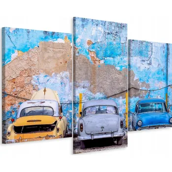 Obraz VINTAGE obraz Auta Havana Ulice 3 díly 60x40