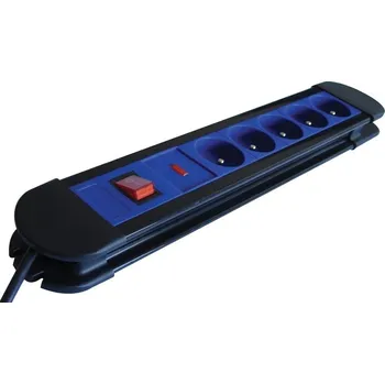 Prodlužovací kabel Tracon HKTF5-3M Prodlužovací přívod s 5-zásuvkou a přepěťovou ochranou, 10A/ 5×FRENCH, 3m, max.16A, 250VAC, 3680W, H05VV-F (Tracon HKTF5-3M)