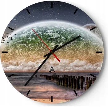 Hodiny Nástěnné hodiny do kuchyně 30x30 Krajina Skleněné hodiny do obýváku Tiché