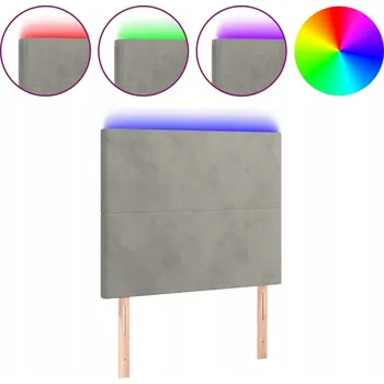 Čelo postele LED Sametové 90x5x118/128 Světle šedé