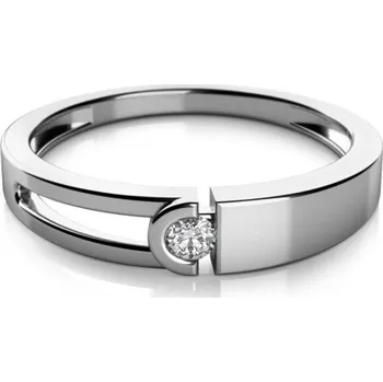 Prsten Couple, Zajímavý prsten Anes, bílé zlato a zirkon, vel. 51, prům. 16.2 mm, 585-68-1-0097.1B00.0.51.001