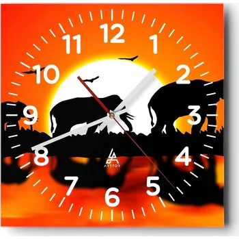 Hodiny Nástěnné hodiny do obýváku 40x40 Zvířata Bezhluczne Skleněné hodiny Tiché