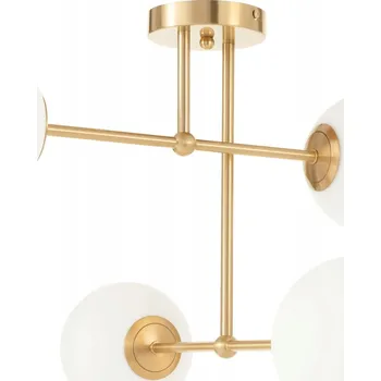 Stropní svítidlo zlatá Milano Tower, 4 mléčná stínidla ve tvaru koule