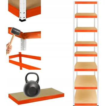 Dílenský regál Kovový regál skladový stojan HELIOS 270x50x50cm 8 polic x 175kg ROBUSTNÍ VYSOKÝ