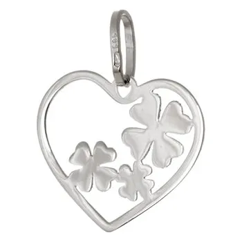 Přívěsek Zlatý přívěšek srdíčko se čtyřlístky ZZ0863F + dárek zdarma