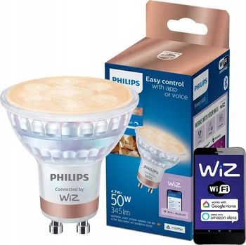 Žárovka LED žárovka GU10 4,7W (ekvivalent 50W) 2700-6500K CCT 36° SMART WiFi Philips WiZ