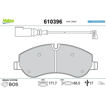 Brzdová destička Sada brzdových destiček, kotoučová brzda VALEO 610396