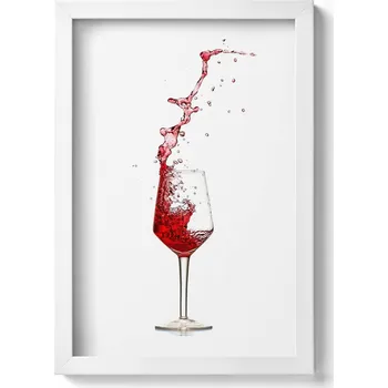 Obraz Závěsný obraz v rámu Sklenice s rozlévajícím se červeným vínem 20x30 cm