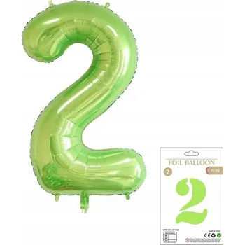 Balónek OBROVSKÝ FÓLIOVÝ BALÓN ČÍSLICE DVA 2 ZELENÝ BALÓNKY NAROZENINY 100 CM XXL HELIUM!