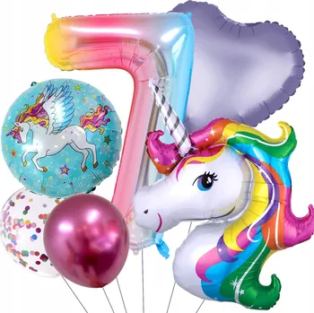 Balónek Jednorožec Sada balónků ČÍSLICE 7 NAROZENINY BALÓN JEDNOROŽEC