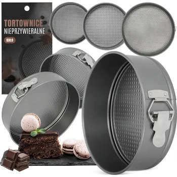 Forma na pečení 3x FORMA NA DORT KULATÁ OBDÉLNÍKOVÁ PLECH NA PEČENÍ KOLÁČŮ PEKÁČ L0
