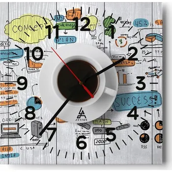 Hodiny Kuchyňské nástěnné hodiny 30x30 Grafika Skleněné hodiny do obýváku Moderní Tiché