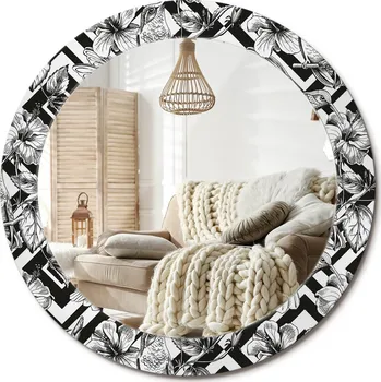 Zrcadlo Stylové kulaté zrcadlo na zeď s potiskem na skle Kolibříci Průměr 70 cm