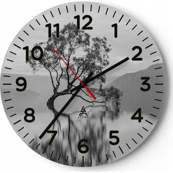 Hodiny Nástěnné hodiny do obýváku 40x40 Krajina Kulatý Skleněné hodiny Loft Tiché