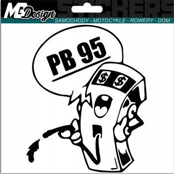 Samolepicí dekorace na vozidlo NÁLEPKA na auto víčko nádrže PB 95 BENZÍN PALIVO 8x10