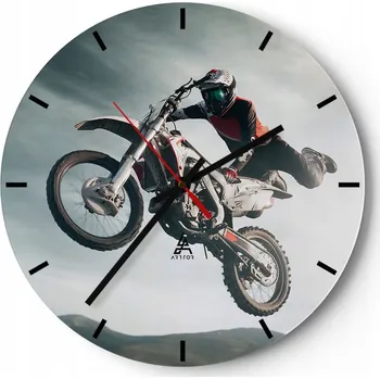 Hodiny Velké nástěnné hodiny 40x40 Motocross Skleněné hodiny Kulatý Tiché