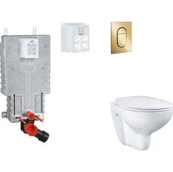 Klozet GROHE - Uniset Set předstěnové instalace, klozetu, sedátka SoftClose a tlačítka Arena Cosmopolitan S, Cool Sunrise SANI15BB4105