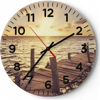 Hodiny Kuchyňské nástěnné hodiny 30x30 Krajina Moderní Skleněné hodiny do obýváku Tiché