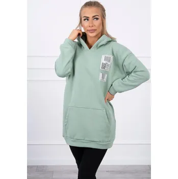 Dámská mikina Dámská tmavě mátová mikina s kapucí a nášivkami K-Fashion, UNI i519_20161-U