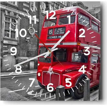 Hodiny Nástěnné hodiny do obýváku 40x40 Město Bez Hlučné Skleněné hodiny Tiché