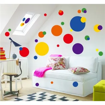 Samolepící dekorace Samolepky na zeď barevné puntíky hrachové
